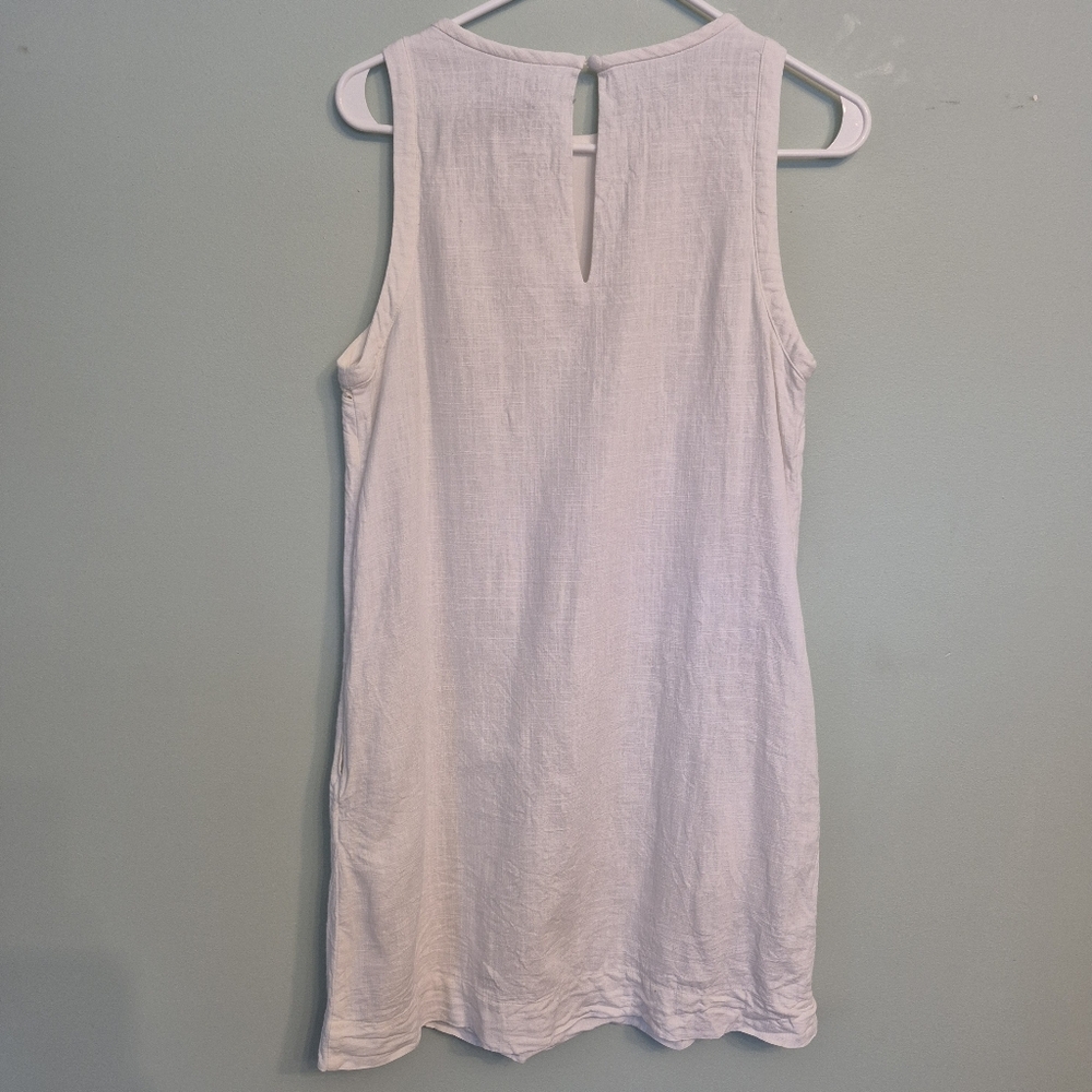 RW&CO Women's White Preppy Linen Blend Shift Mini Dress Size Medium - Picture 6 of 7